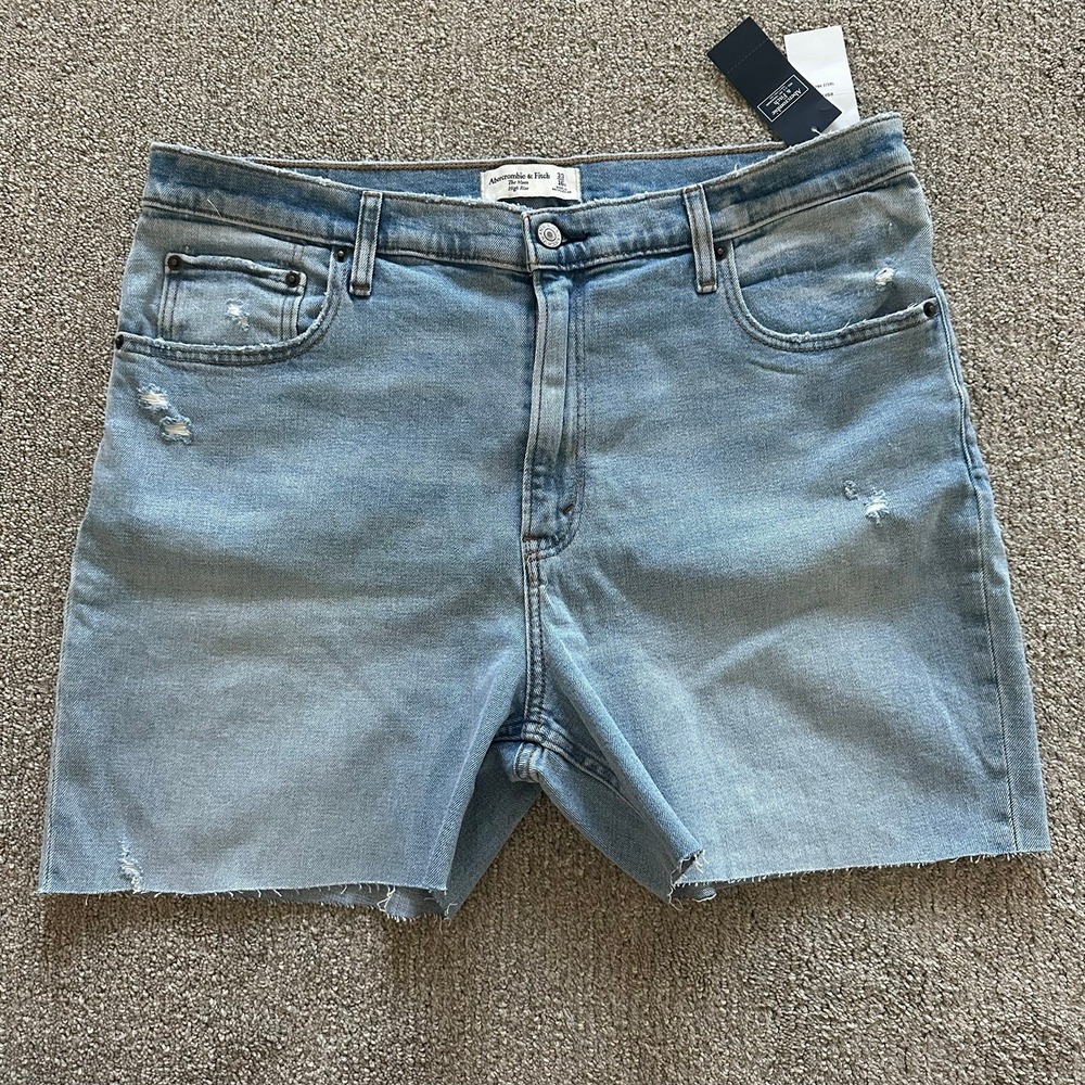 Abercrombie & Fitch Light Blue High Waist Denim Shorts